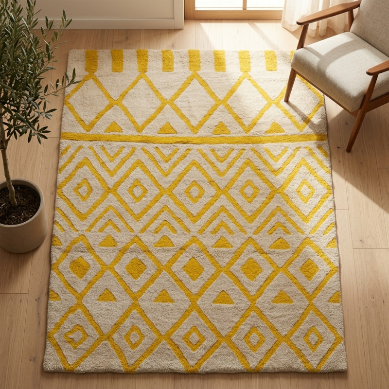 Tapis Berbère en Laine FLORA - Fait Main...