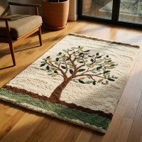 Artisanal Handwoven Cushion Cover - Natural Wool
