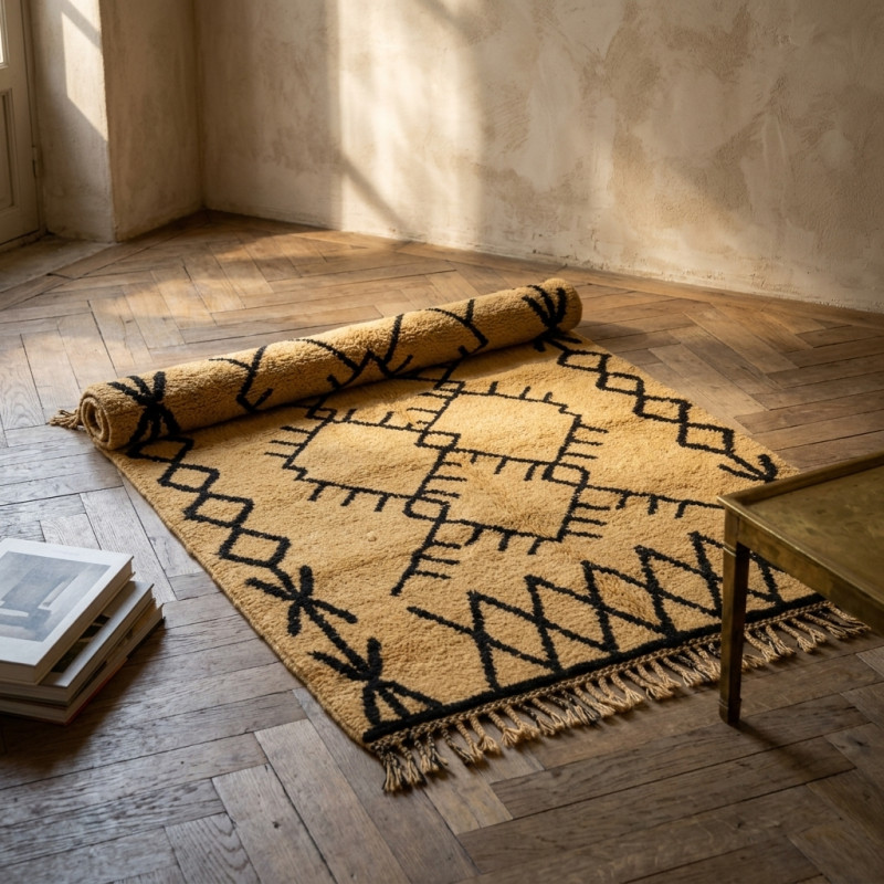 Tapis Berbère LISON en Laine Fait Main - Blanc...