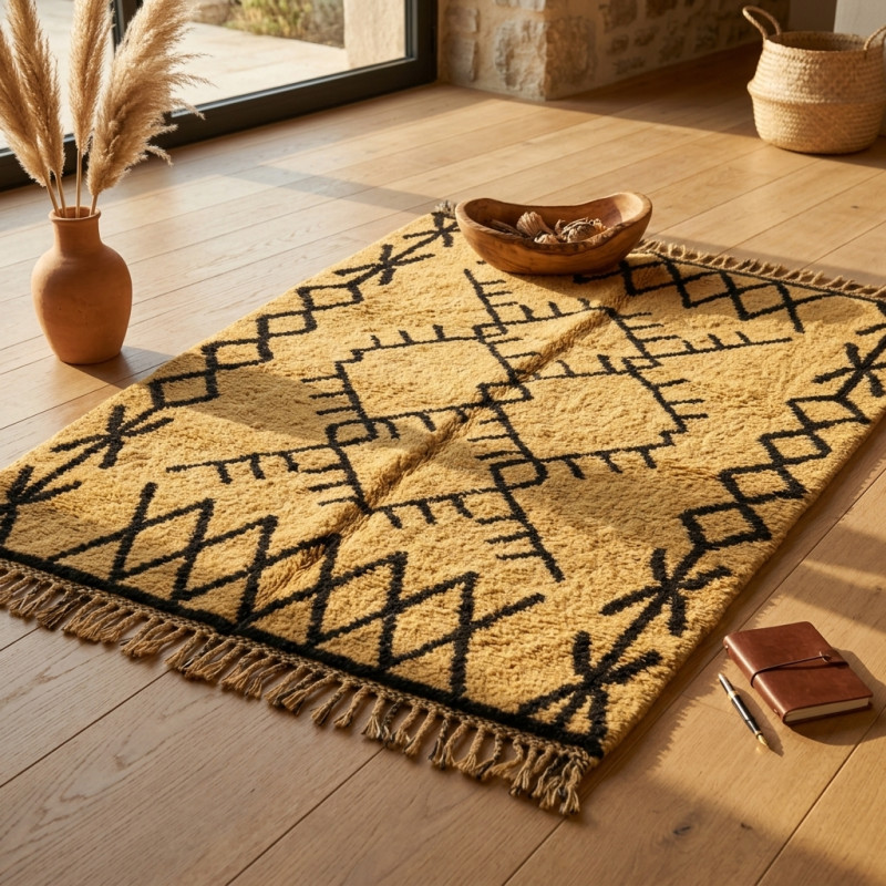 LISON Handmade Wool Berber Rug
